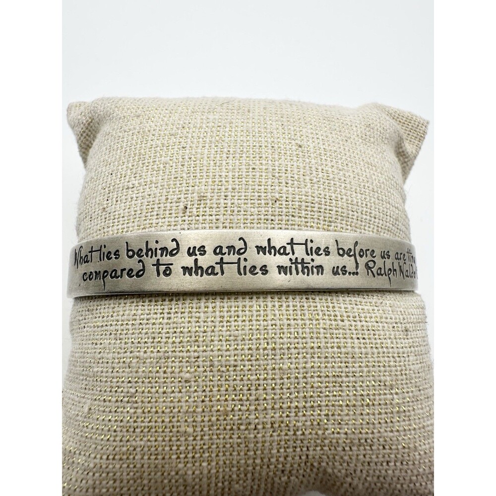 Vintage Sterling Silver Ralph Waldo Emerson Quote Cuff Bracelet